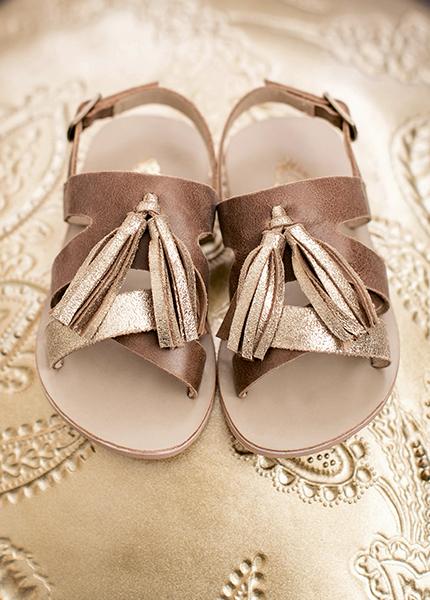 Aerin Leather Sandal in Gold