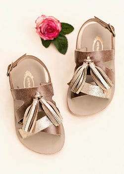 Aerin Leather Sandals in Gold