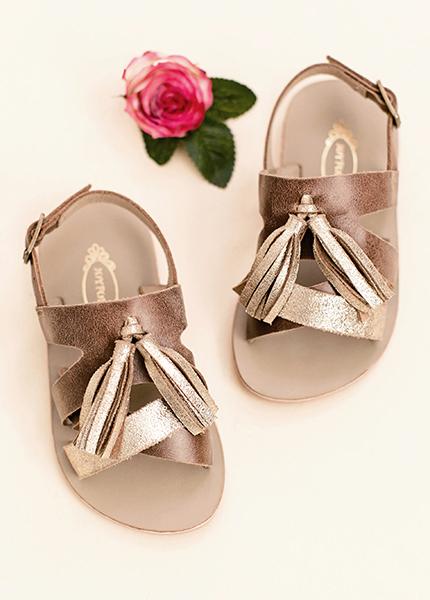 Aerin Leather Sandals in Gold