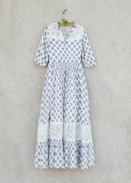 Alicia Dress in Blue Leaf