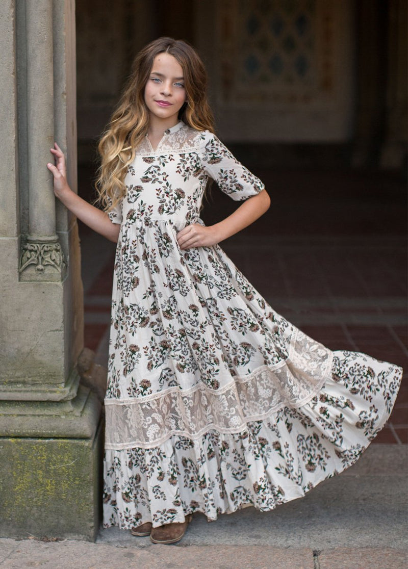 Alicia Dress in Cream Floral