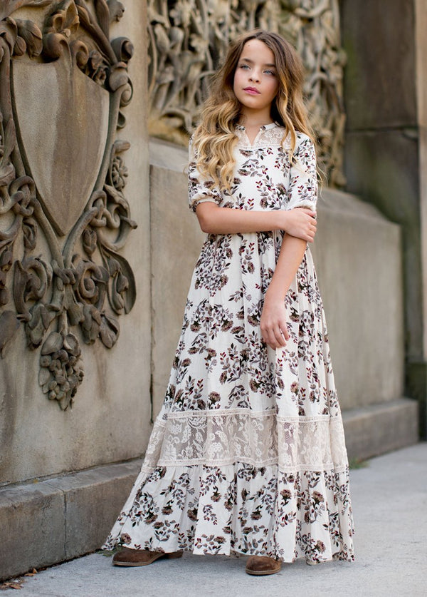 Alicia Dress in Cream Floral