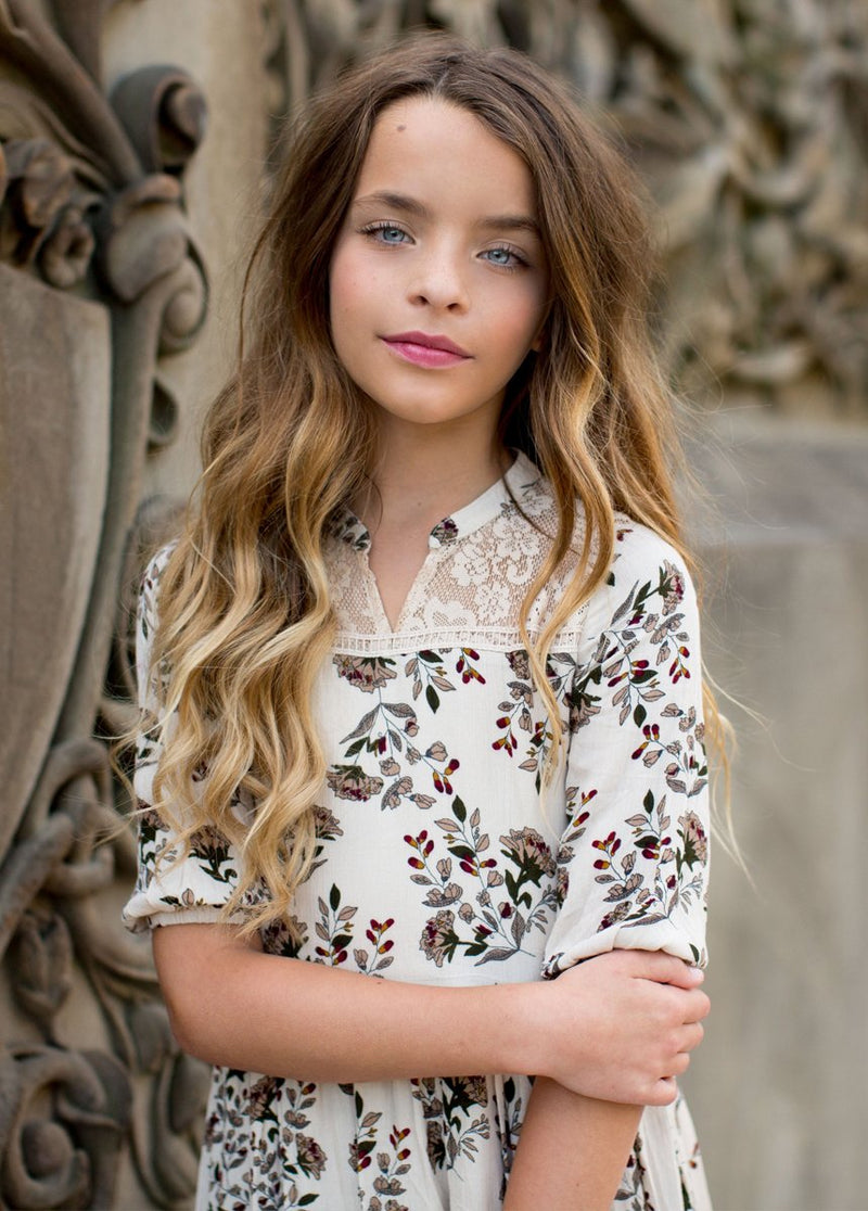 Alicia Dress in Cream Floral