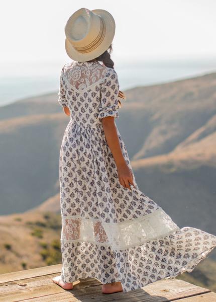 Alicia Dress in Blue Leaf
