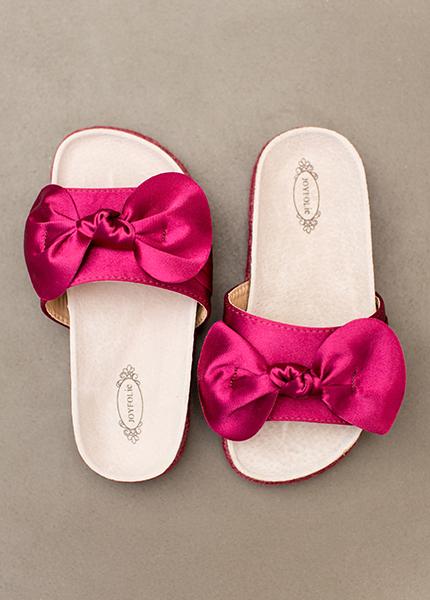 Ana Bow Slide in Carmine
