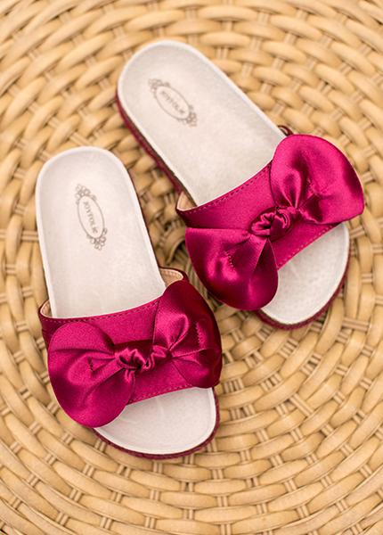 Ana Bow Slide in Carmine