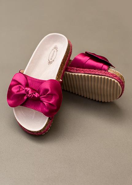 Ana Bow Slide in Carmine