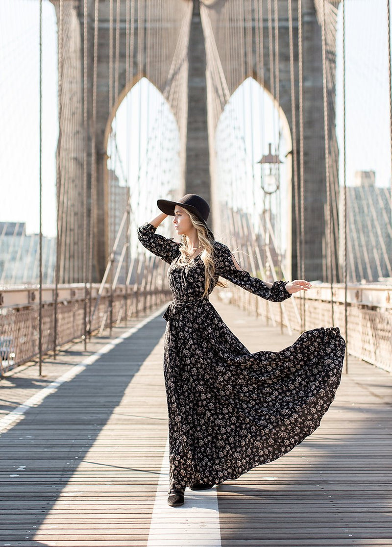Aniya Dress in Black Floral