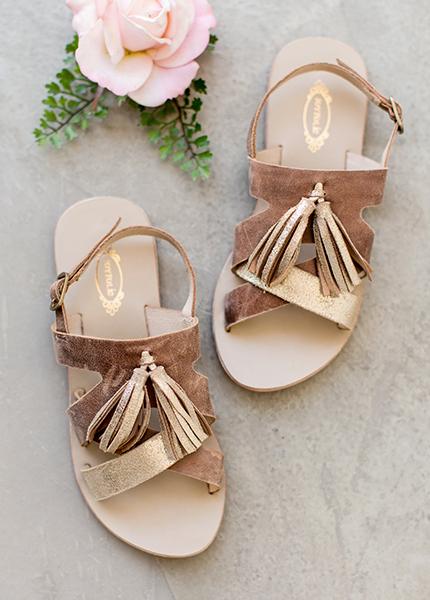 Women's Ardelle Leather Sandals in Gold