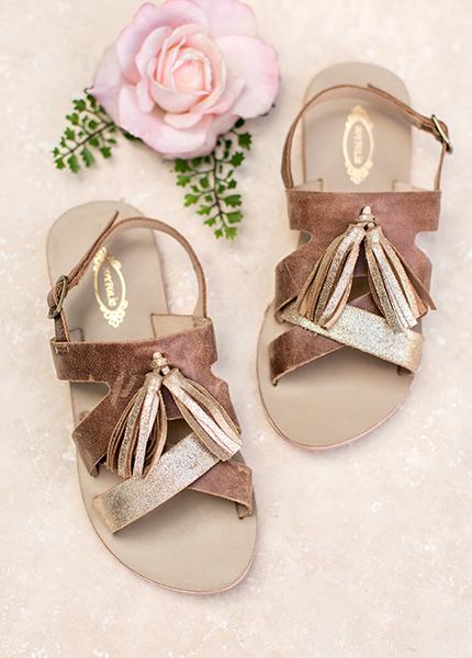 Aerin Leather Sandal in Gold