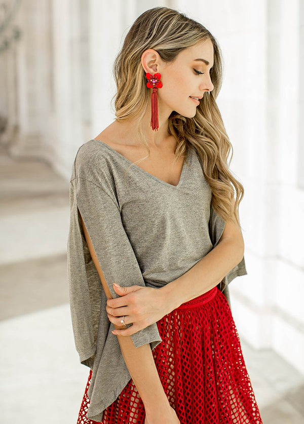 Tessa Earrings in Crimson