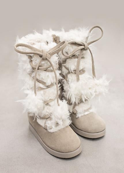 Belinda Fur Boots in Cream