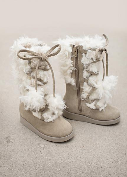 Belinda Fur Boots in Cream