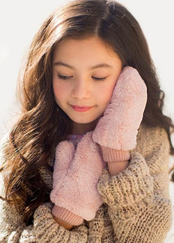 Isla Fur Mittens in Blush 