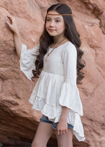 Boho Hi-Lo Top in Cream