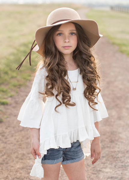 Boho Hi-Lo Top in Cream