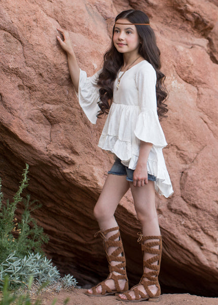Boho Hi-Lo Top in Cream