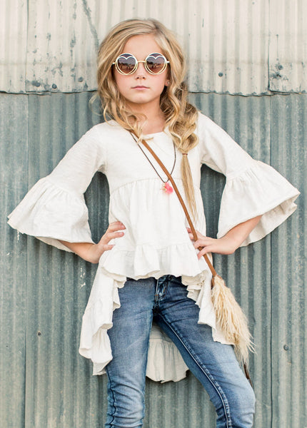 Boho Hi-Lo Top in Cream