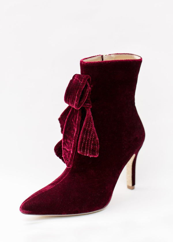 Cadence Booties in Burgundy Velvet