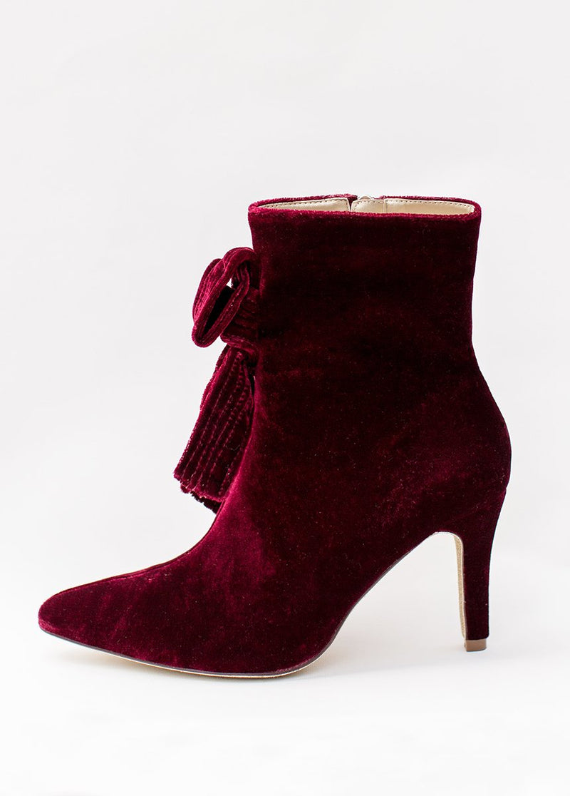Cadence Booties in Burgundy Velvet