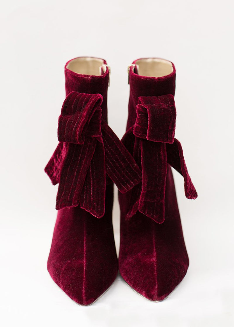 Cadence Booties in Burgundy Velvet
