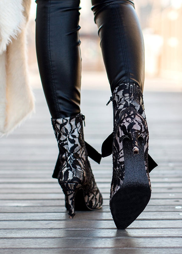 Cadence Booties in Black Lace