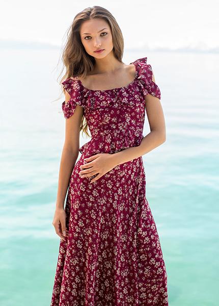 Carmen Top in Crimson Floral