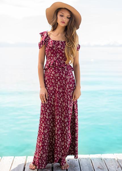 Carmen Top in Crimson Floral