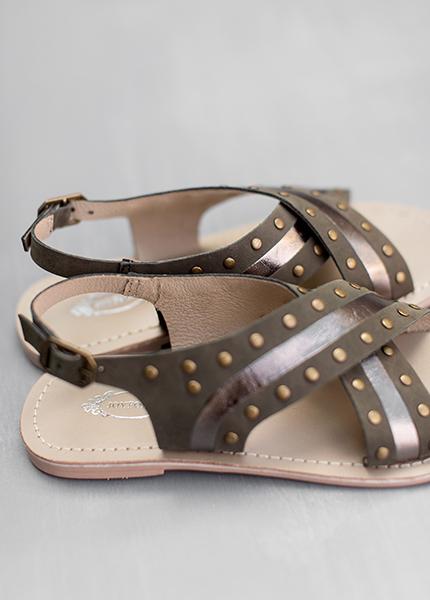 Women's Chelsia Leather Sandal in Charcoal