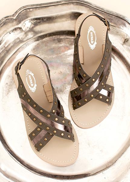 Women's Chelsia Leather Sandal in Charcoal