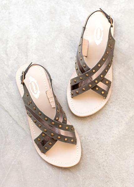 Chanel Leather Sandals in Charcoal