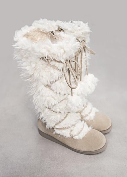Belinda Fur Boots in Cream