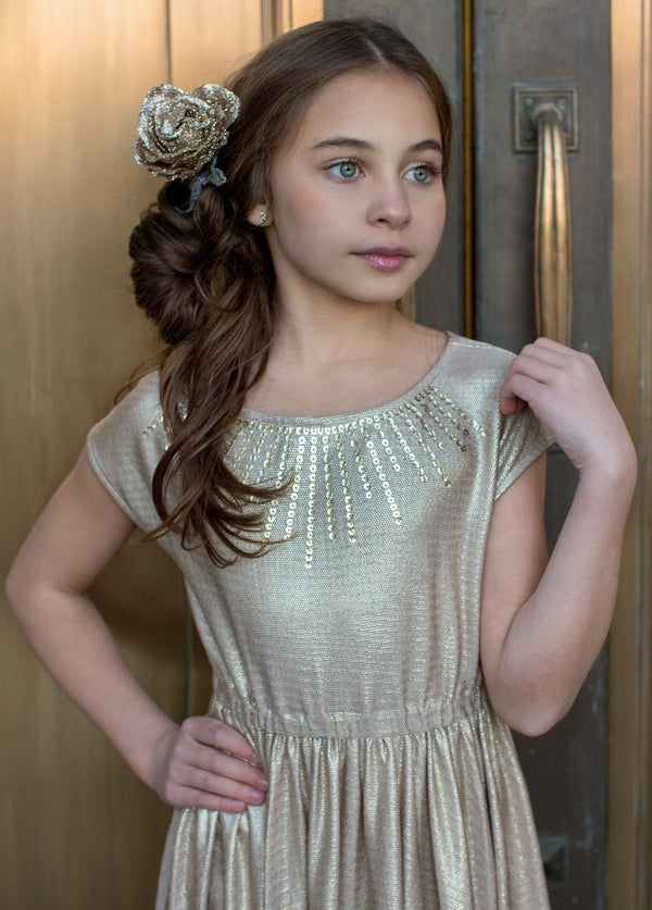 Divinia Dress in Gold