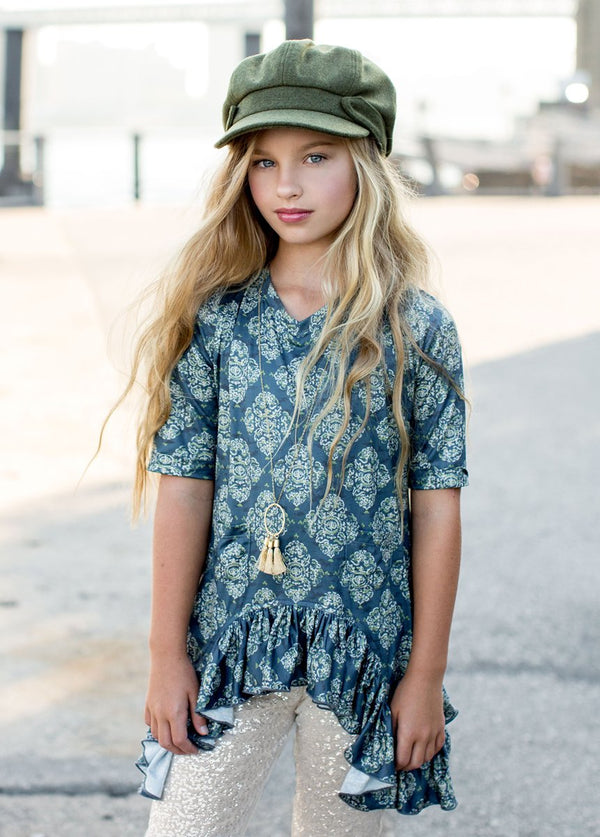 Dylan Top in Teal Print
