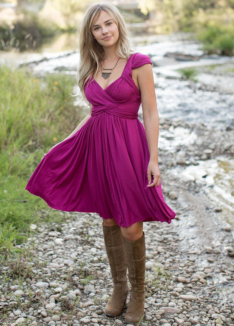 Ellen Dress in Garnet