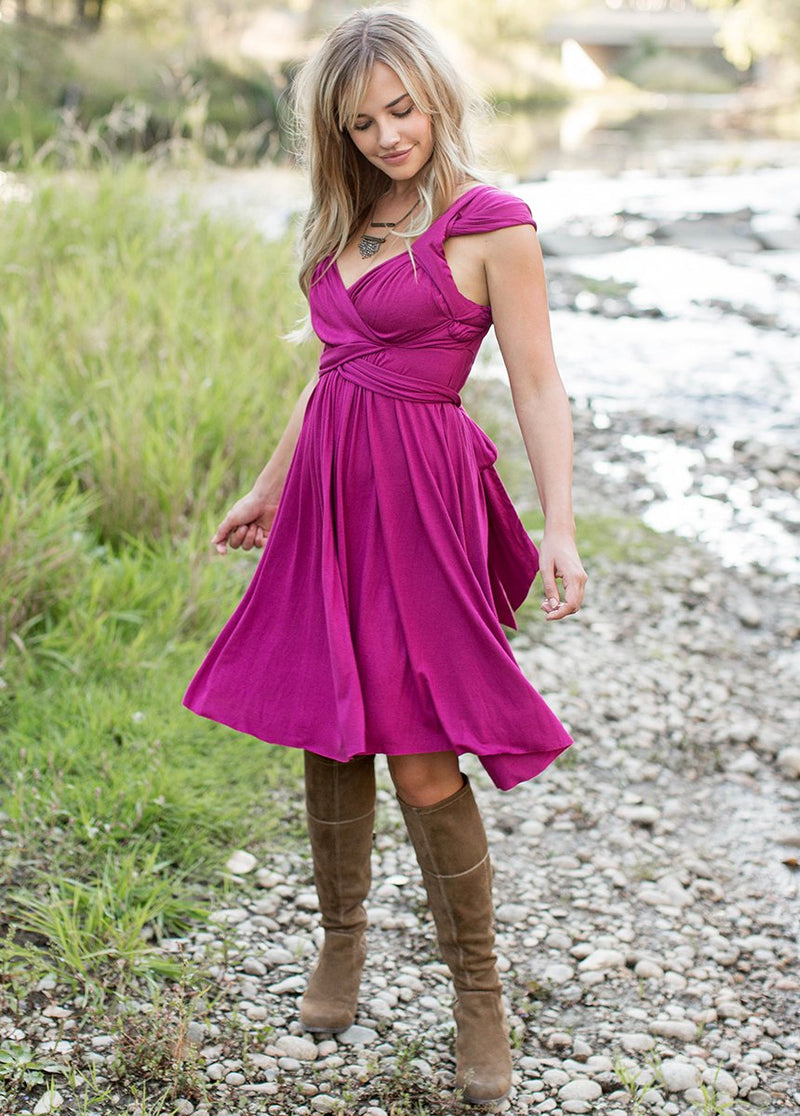 Ellen Dress in Garnet