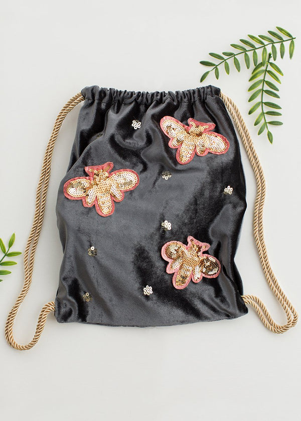 *NEW* Evie Drawstring Backpack in Charcoal