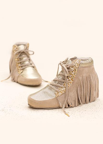 Felicity Fringe Sneakers in Gold