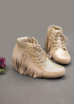 Felicity Fringe Sneakers in Gold