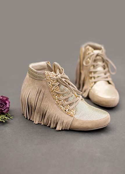 Felicity Fringe Sneakers in Gold