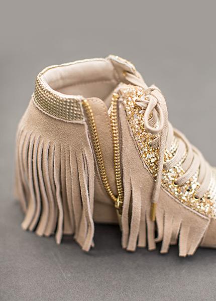 Felicity Fringe Sneakers in Gold