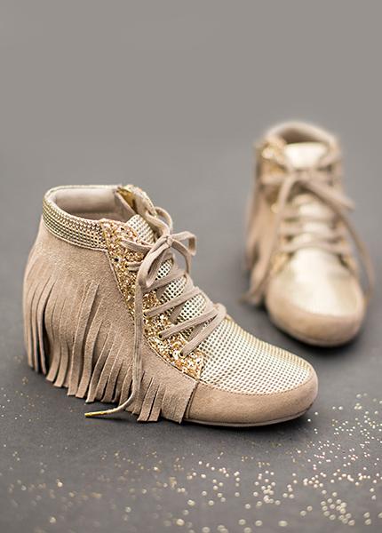 Felicity Fringe Sneakers in Gold