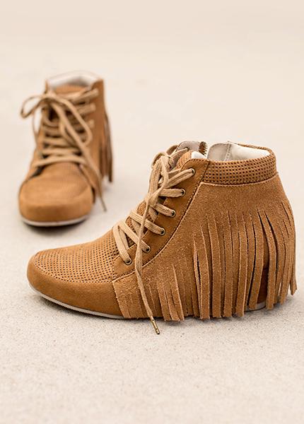 Felicity Fringe Sneakers in Rust 