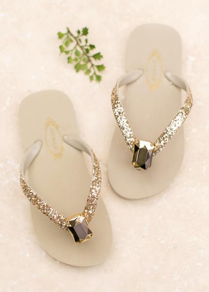 Women's Jewel Flip Flops in Gold