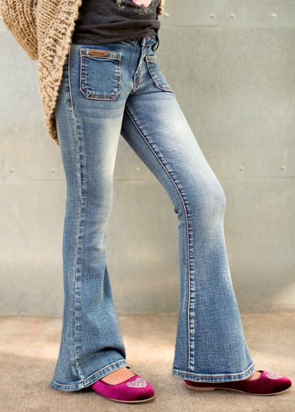 Greta Flares in Light Distressed