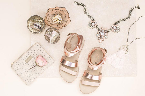 Harper Leather Sandals in Rosegold