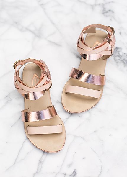 Harper Leather Sandals in Rosegold