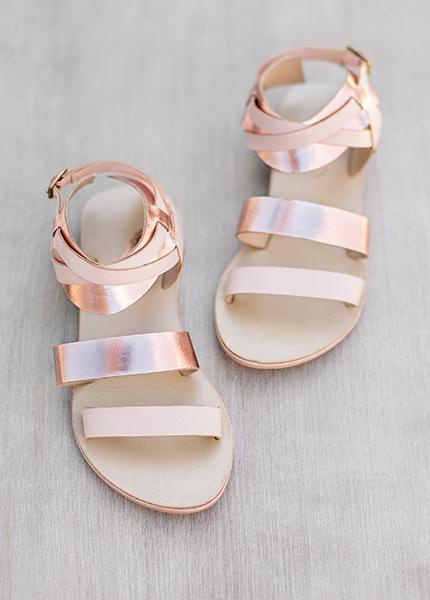 Harper Leather Sandals in Rosegold