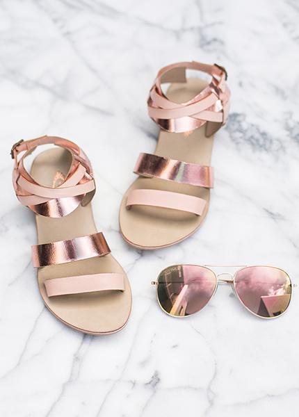 Harper Leather Sandals in Rosegold