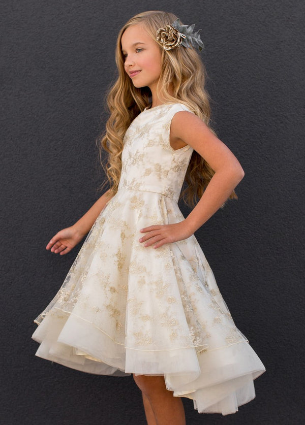 *EXCLUSIVE* Jacqueline Dress in Gold Lace
